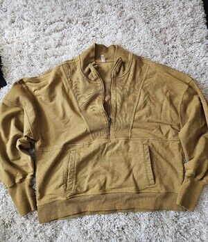 Free People Women's Half-Zip Sweatshirt in Mustard